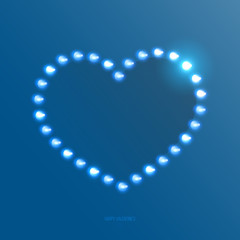 Abstract heart shape of light bulbs or led diodes. Bright design element for decoration holidays valentine's day.