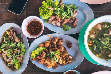 Spicy thai food big meal