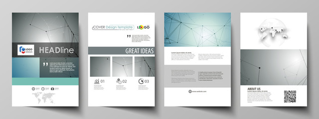 Fototapeta na wymiar Business templates for brochure, magazine, flyer, booklet, report. Cover design template, vector layout in A4 size. Geometric background. Molecular structure. Scientific, medical, technology concept.