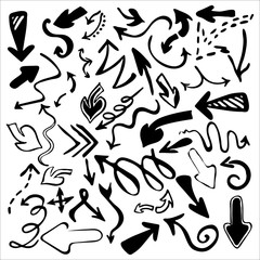 Hand drawn vector arrows icons set isolated on white background