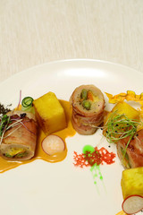 Rolled ham or bacon