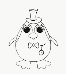 Coloring for kids, funny penguin boy