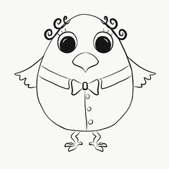 Coloring for kids, funny chick boy