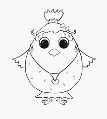 Coloring, small, funny penguin girl	