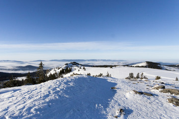 Winter sunny day on the Grosser Arber in Bavaria