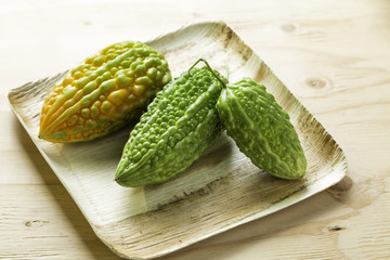 Bitter melon on a tray
