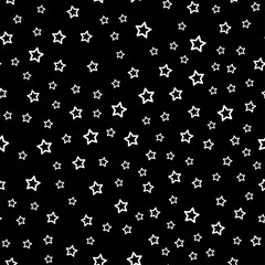 Fototapeta na wymiar abstract seamless stars pattern. Grunge urban background in black and white colors for girls, boys, childish, fashion and sport clothes. Silhouette repeated backdrop.