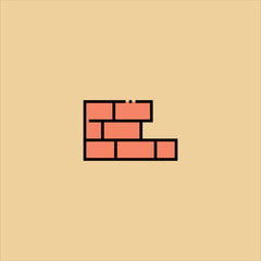 brick wall icon flat design