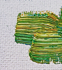 White canvas and oil brush stroke. Bristle brush paint stroke on textured background.