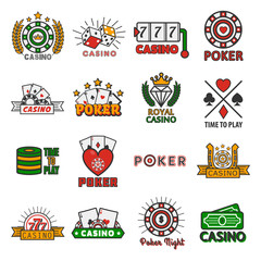 Naklejka premium Casino poker vector templates of chips and gamble cards