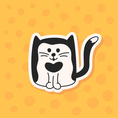 Black and white cat sticker