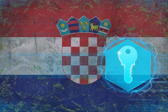 Croatia access key. Web safety concept.