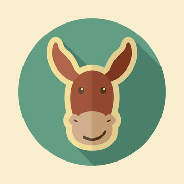 Donkey flat icon. Animal head vector illustration