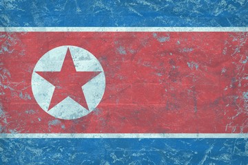 Democratic Peoples Republic of Korea (North Korea) flag  on wild shale