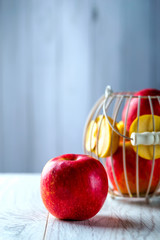 Red Apple on white table