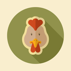 Chicken flat icon. Animal head vector illustration