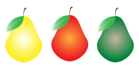Three different colored fruits illustration