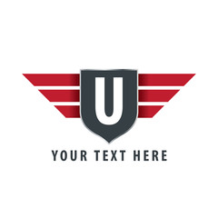 Initial Letter U Shield Icon Design Logo Template
