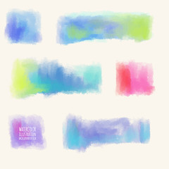 Hand drawn abstract paint brush strokes set.