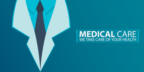 Poster, Medical care. Medical gown. Vector flat illustration.