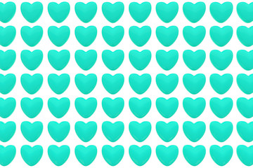 Pattern of 3D hearts isolated on white background