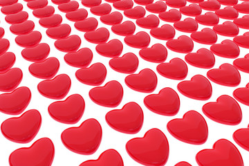 Pattern of 3D hearts isolated on white background