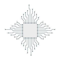 Computer chip, cpu isolated linear symbol for websites minimalistic flat design