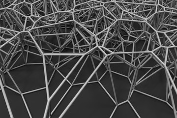 Abstract 3d voronoi lattice on black background