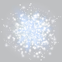 White silver light rays or bright star. Transparent glow effect. Vector illustration Burst with sparkles on white background.