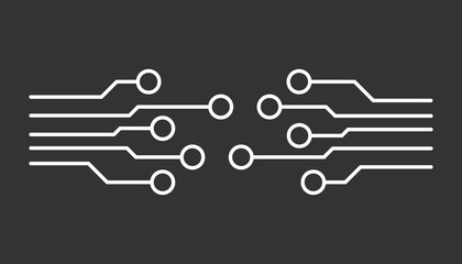 Circuit board icon. Technology scheme symbol flat vector illustration on black background.