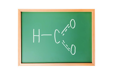 Chemical structure formula written on blackboard with chalk