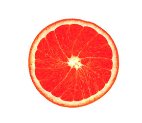 Slice of ripe grapefruit isolated on white
