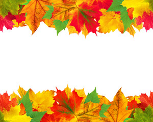 Naklejka na ściany i meble Autumn leaves frame over white for your text