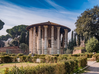 Fototapeta na wymiar The Temple of Hercules Victor in the area of the Forum Boarium, Rome