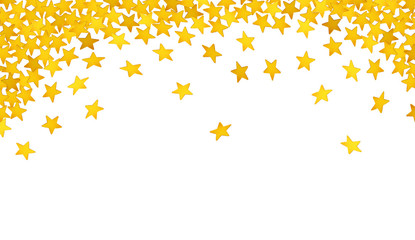 Golden stars in the form of confetti on white