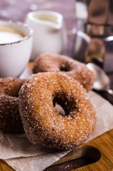 Donuts with sugar and cinnamon