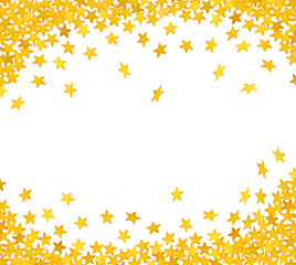 Golden stars in the form of confetti on white