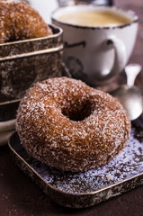 Donuts with sugar and cinnamon