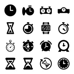 Set of 16 timer filled icons