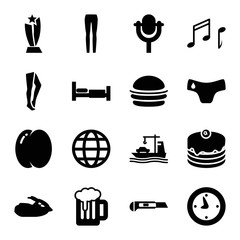 Set of 16 graphic filled icons