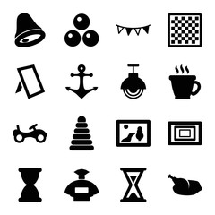 Set of 16 vintage filled icons