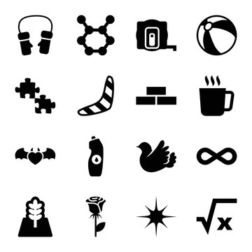 Set of 16 pattern filled icons