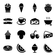 Set of 16 tasty filled icons
