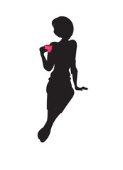 Fototapeta na wymiar girl with a cup a silhouette
