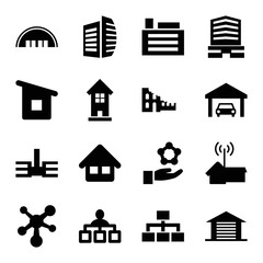 Set of 16 structure filled icons