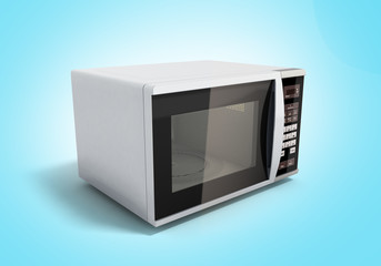 Microwave stove on blue background 3d illustration