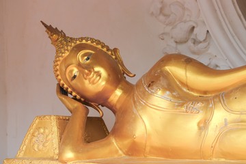 buddha statue  sleep  ancient  in the Thai temple