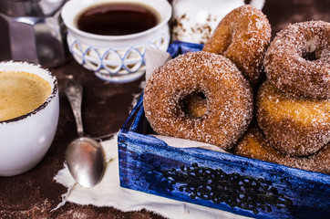 Donuts with sugar and cinnamon