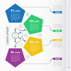 Business presentation concept with 4 options. Web Template of a info chart, diagram. Vector infographic presentation of technology or education process. Part of the report with icons set.