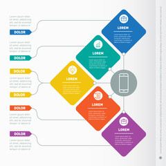 Business presentation concept with 5 options. Web Template of a info chart or diagram. Vector infographic of technology or education process. Part of the report with icons set.